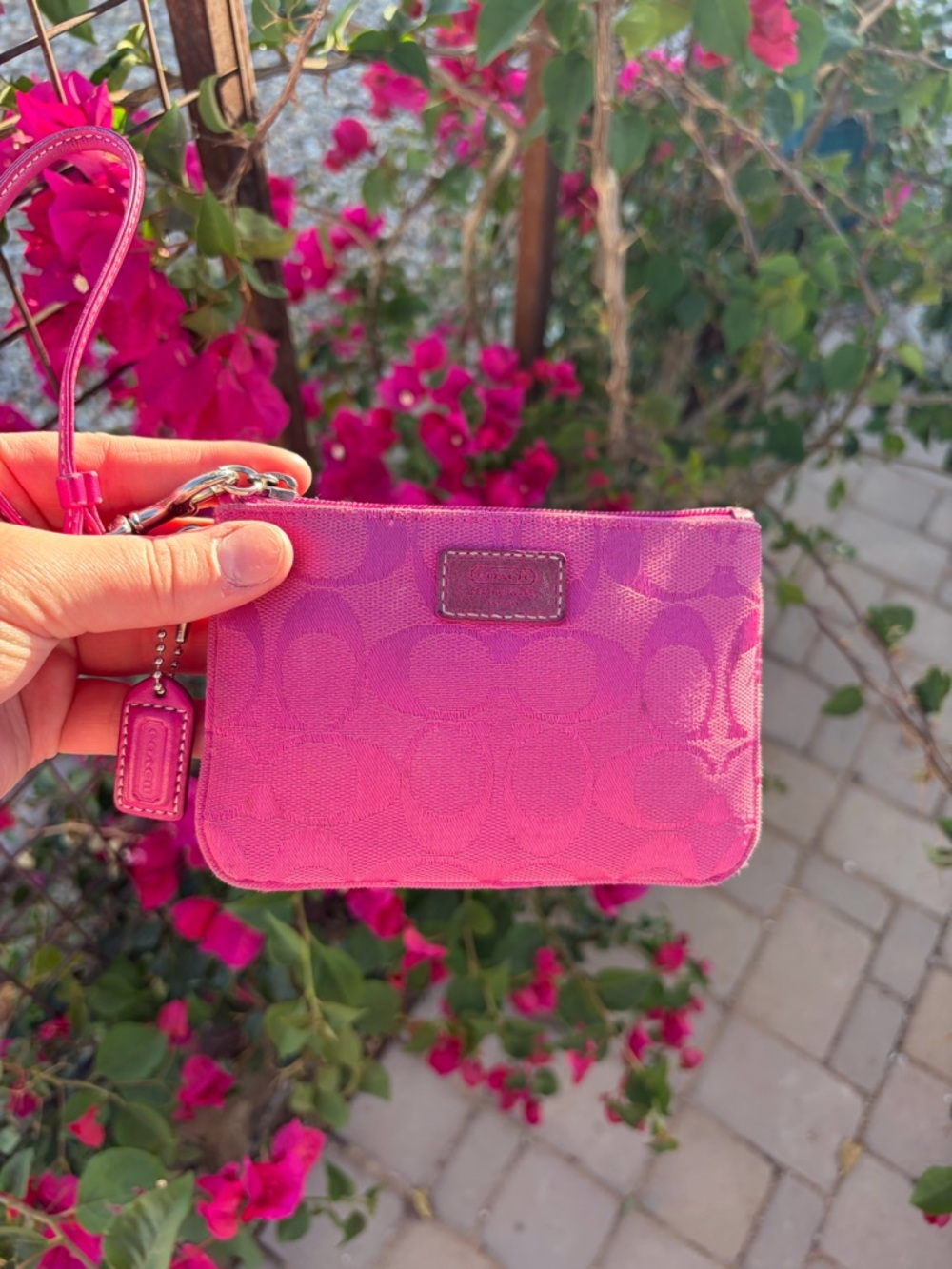 Pink coach Signature Wristlet Key Pouch - Picture 4 of 7